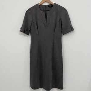 Tahari Women’s 2P Arthur S. Levine Gray Mid Length Career Dress Short Sleeve